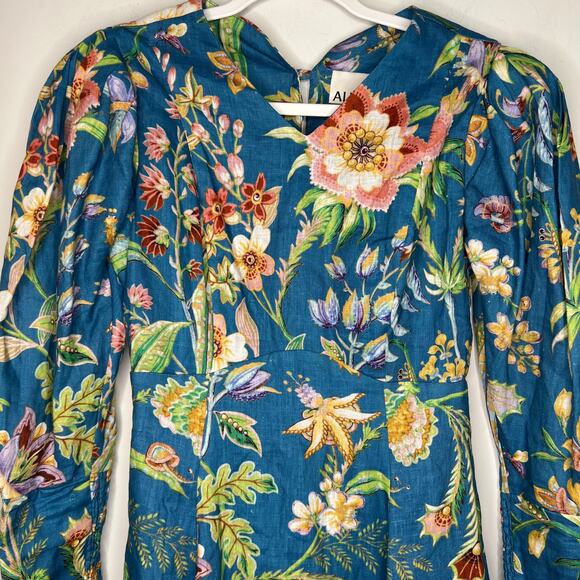 Alemais June Floral Linen Mini Dress Size 4 - Picture 7 of 11